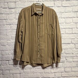 Retreat Corduroy Brown Striped Men's Shirt XL 17.5